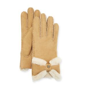 UGG SHEEPSKIN TURNED BOW GLOVES IN CHESTNUT SZ M